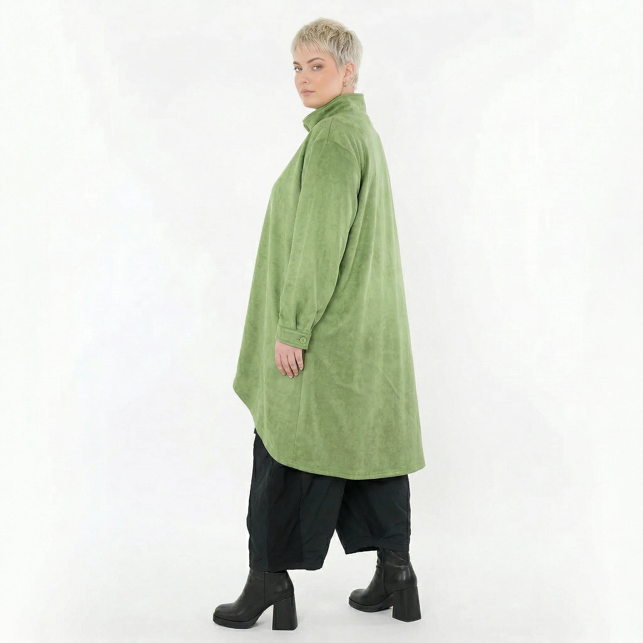 AKH Fashion Jacke in Vokuhila-Form, aus Polyester, 1520.07119, Grün, Ausgefallen, Zeitlos