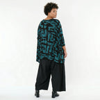A-Form Bigshirt von AKH Fashion aus Viskose, 1519.02593, Petrol/Schwarz, Pinselstrich, Schick