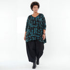 A-Form Bigshirt von AKH Fashion aus Viskose, 1519.02593, Petrol/Schwarz, Pinselstrich, Schick