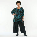 A-Form Bigshirt von AKH Fashion aus Viskose, 1519.02593, Petrol/Schwarz, Pinselstrich, Schick