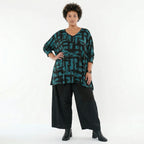 A-Form Bigshirt von AKH Fashion aus Viskose, 1519.02593, Petrol/Schwarz, Pinselstrich, Schick