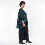 A-Form Bigshirt von AKH Fashion aus Viskose, 1519.02593, Petrol/Schwarz, Pinselstrich, Schick