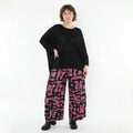 Ballonhose von AKH Fashion aus Viskose, 1519.07007, Fuchsia/Schwarz, Pinselstrich, Schick