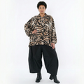 A-Form Bluse von AKH Fashion aus Materialmix, 1521.07132, Schwarz/Cognac/Weiß, Leopard