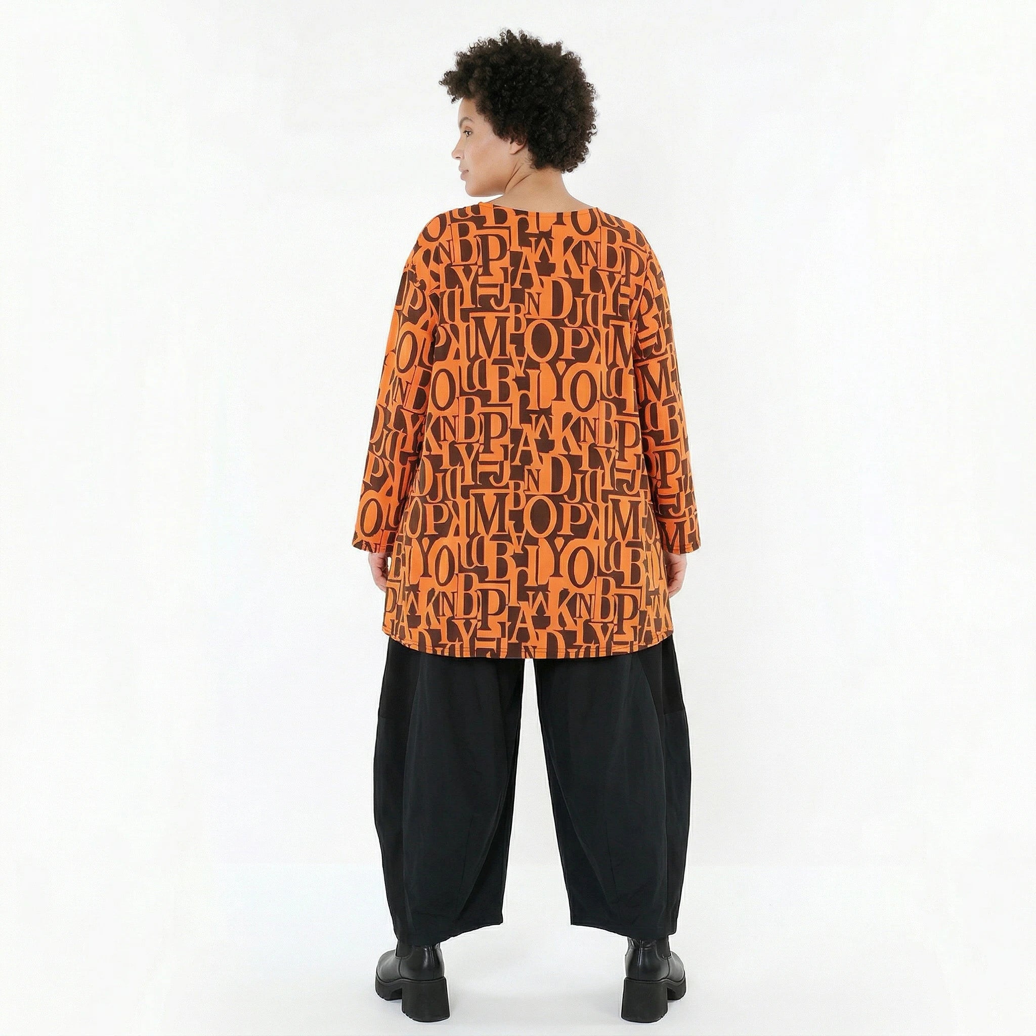 AKH Fashion Shirt in Glocken-Form, aus Viskose, 1501892, Orange/Braun, Buchstaben, Schick