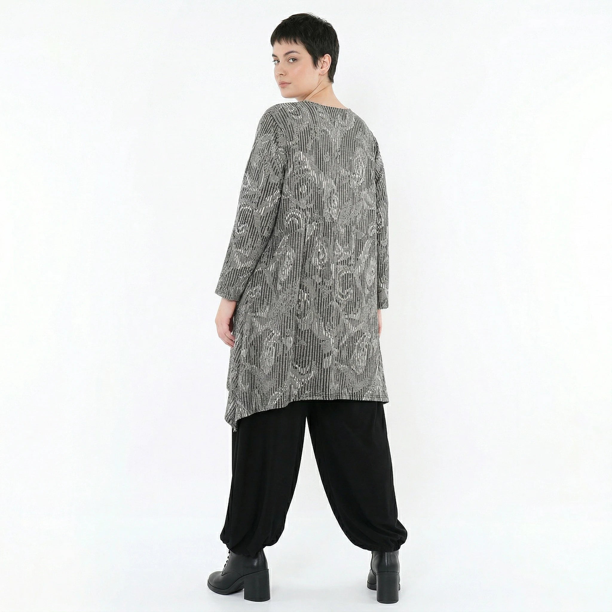 A-Form Shirt von AKH Fashion aus Materialmix, 1500521, Grau/Schwarz/Weiß, Vichy-Streifen