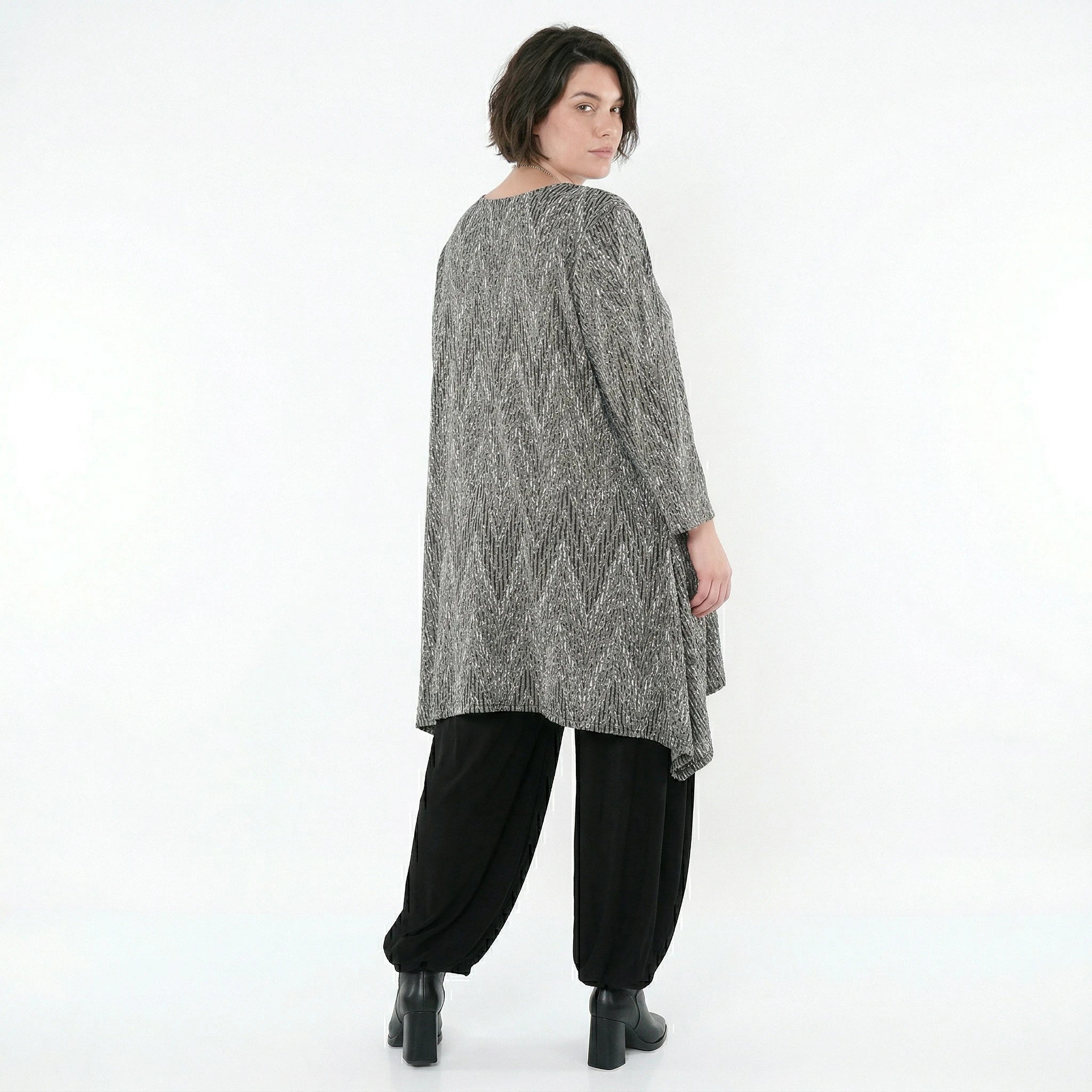 A-Form Shirt von AKH Fashion aus Materialmix, 1526.00521, Grau/Schwarz/Weiß, Schick