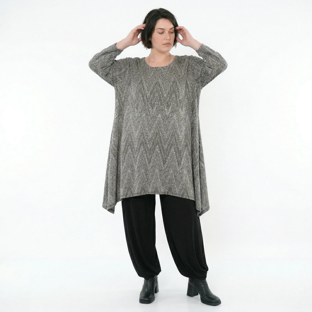 A-Form Shirt von AKH Fashion aus Materialmix, 1526.00521, Grau/Schwarz/Weiß, Schick