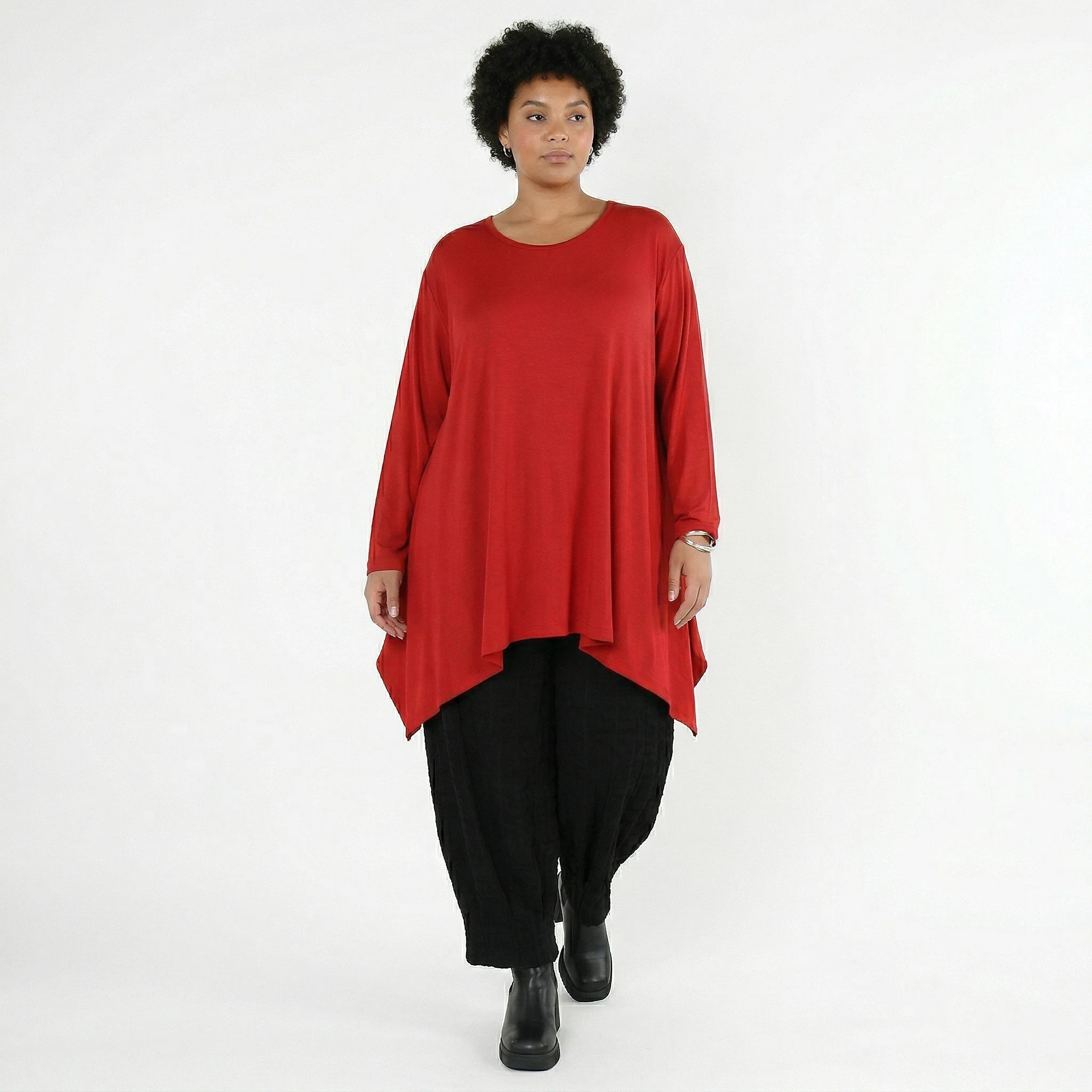 A-Form Bigshirt von AKH Fashion aus Viskose, 1531.01019, Dunkelrot, Ausgefallen, Zeitlos