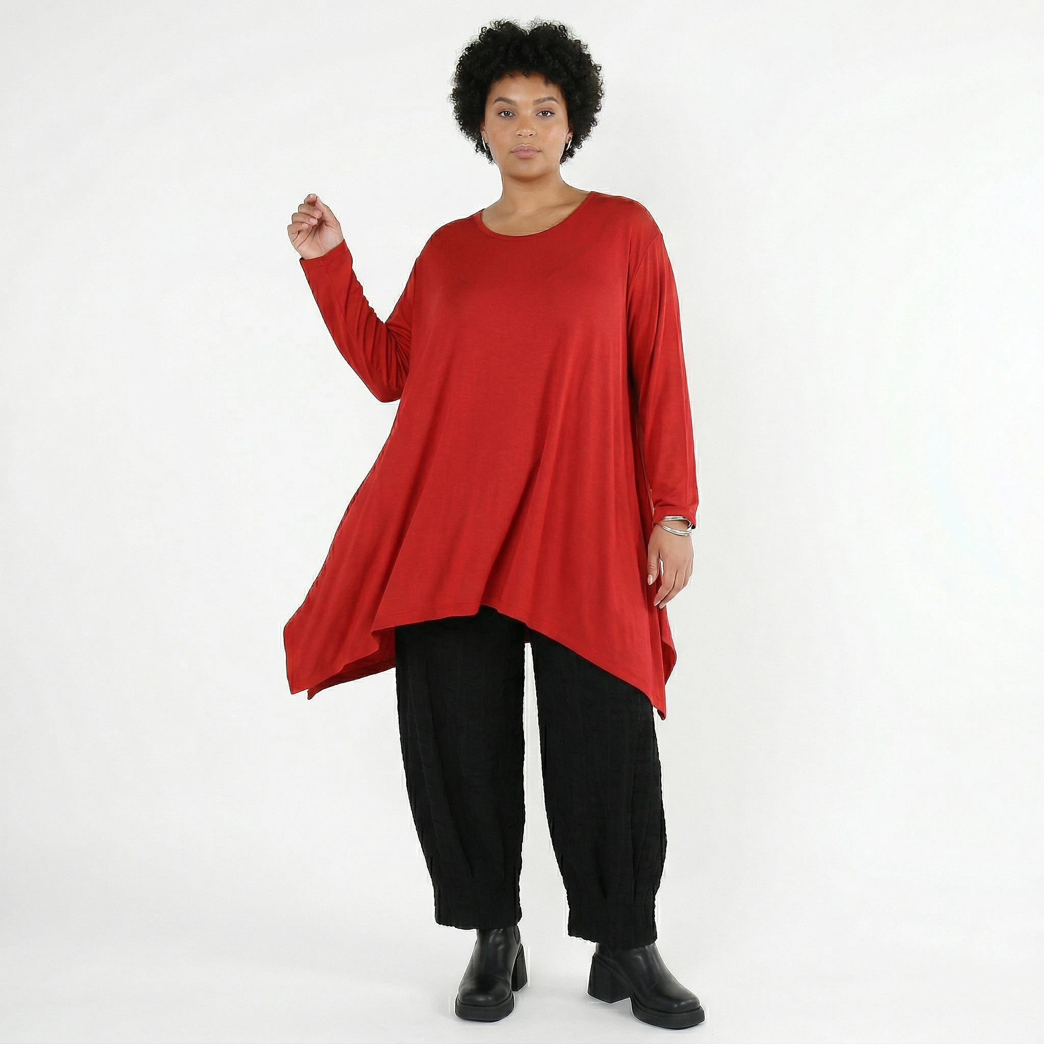A-Form Bigshirt von AKH Fashion aus Viskose, 1531.01019, Dunkelrot, Ausgefallen, Zeitlos