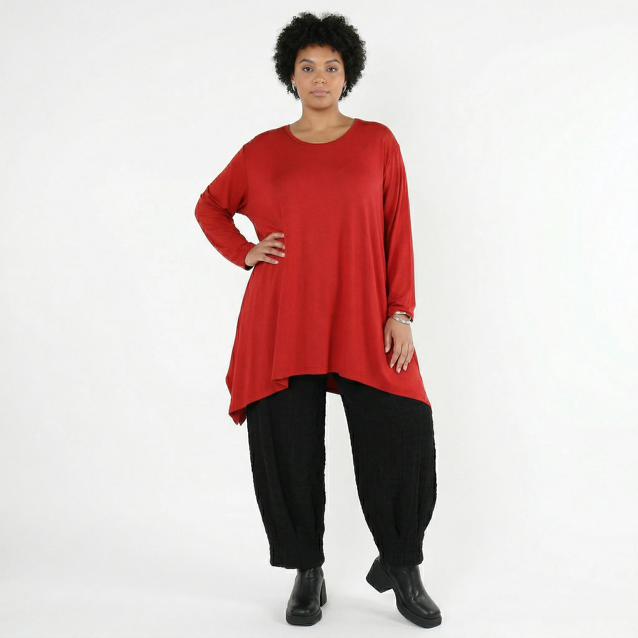 A-Form Bigshirt von AKH Fashion aus Viskose, 1531.01019, Dunkelrot, Ausgefallen, Zeitlos