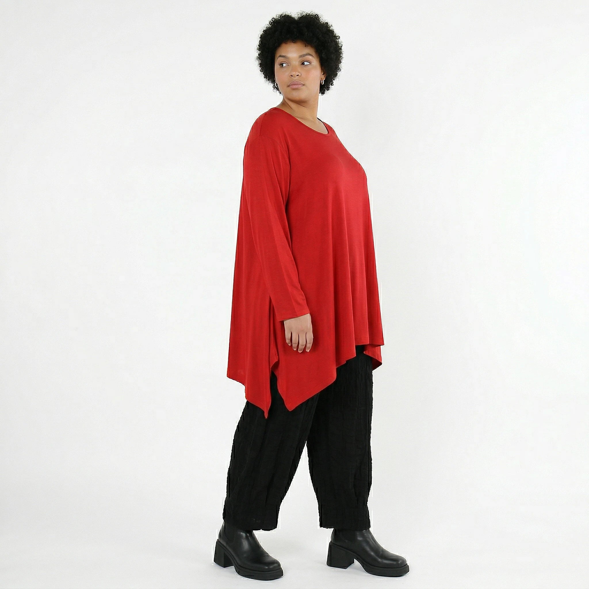 A-Form Bigshirt von AKH Fashion aus Viskose, 1531.01019, Dunkelrot, Ausgefallen, Zeitlos