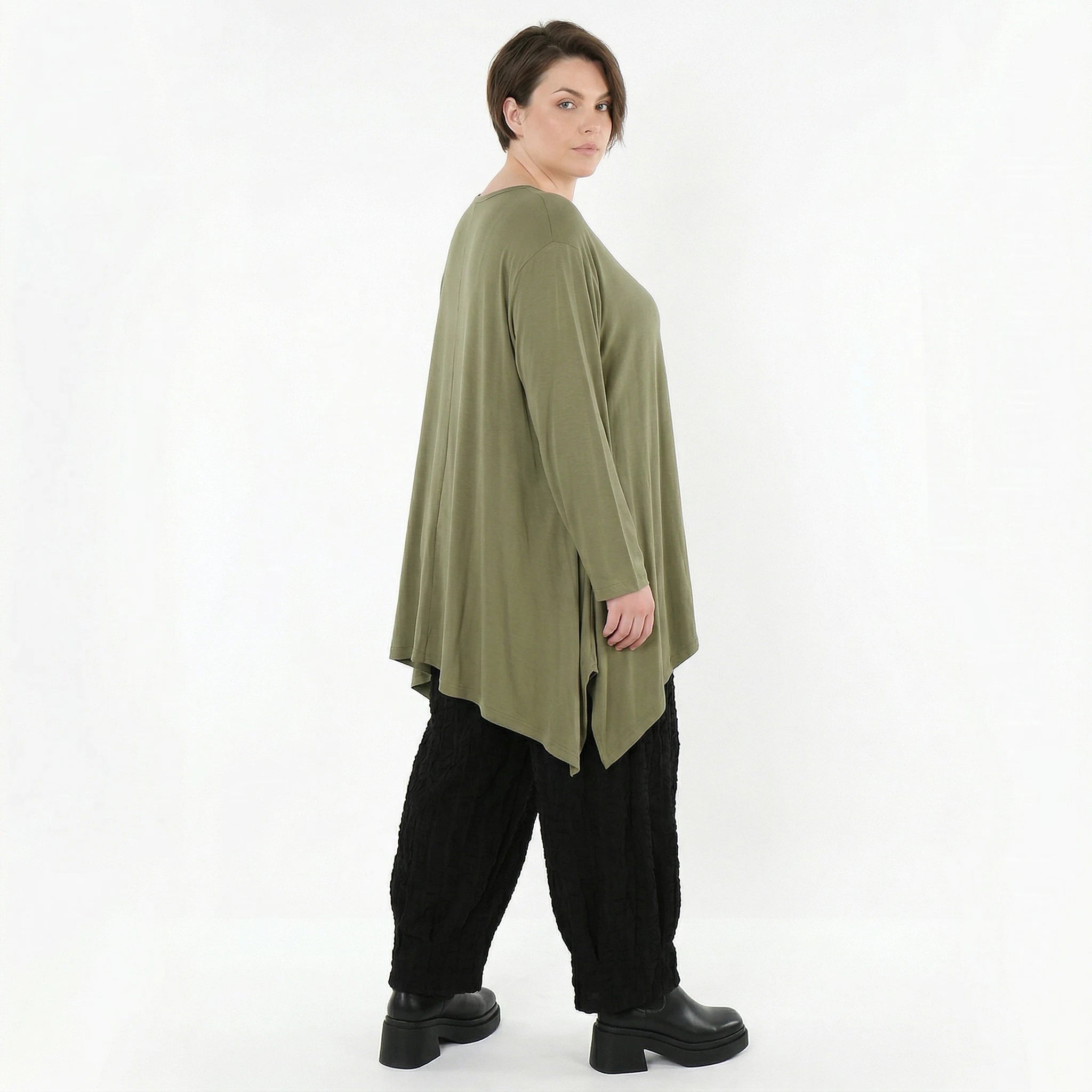 A-Form Bigshirt von AKH Fashion aus Viskose, 1531.01019, Olive, Ausgefallen, Zeitlos, Schick