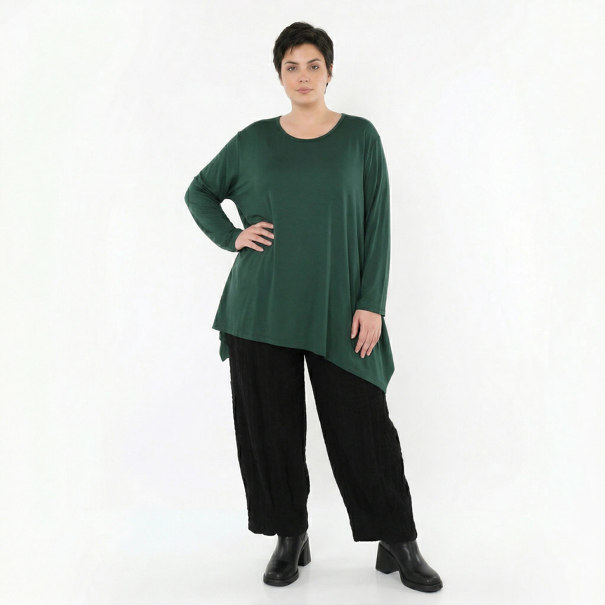 A-Form Bigshirt von AKH Fashion aus Viskose, 1531.01019, Tannengrün, Ausgefallen, Zeitlos