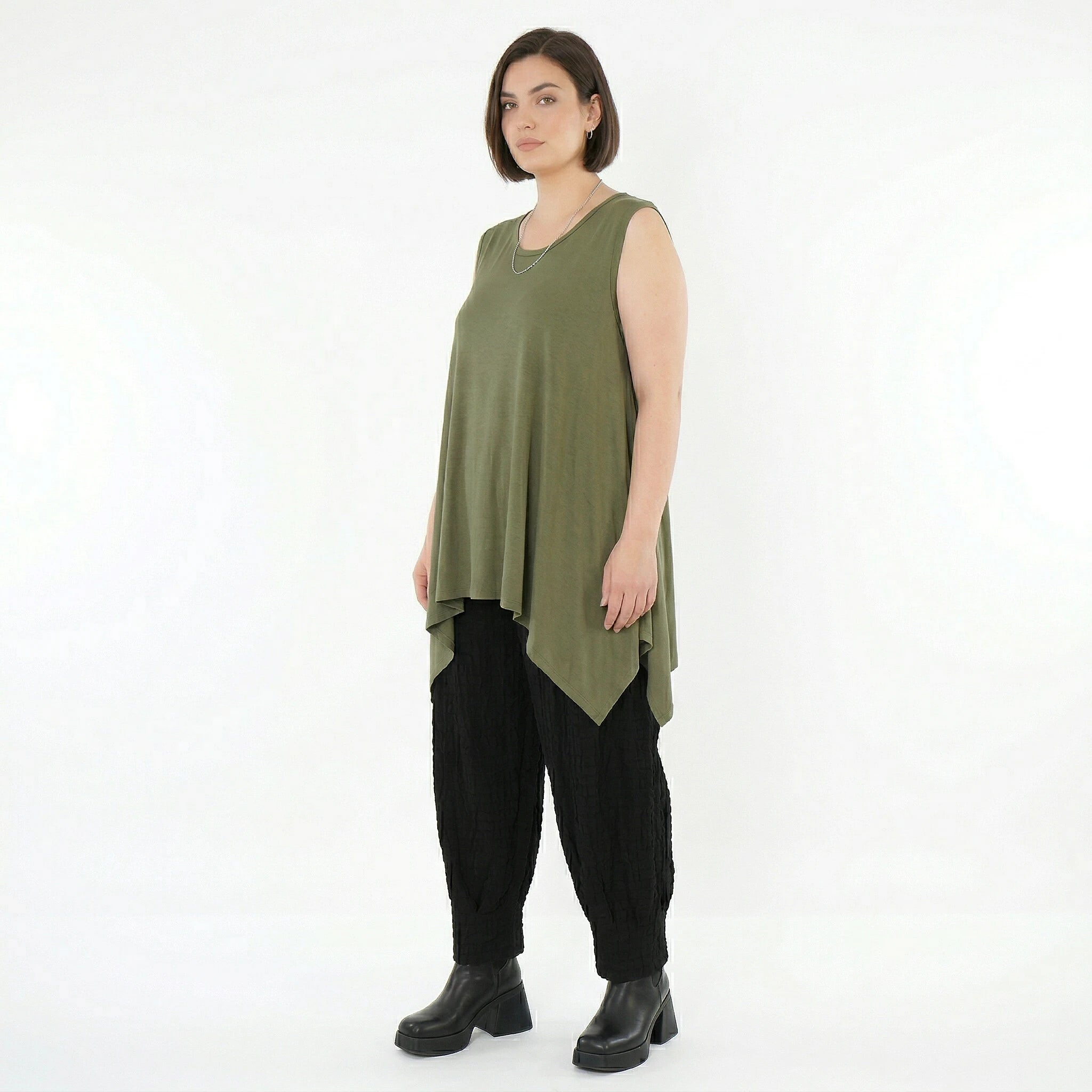 A-Form Top von AKH Fashion aus Viskose, 1531.03071, Olive, Ausgefallen, Zeitlos, Schick