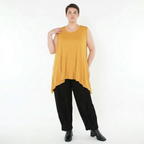 Viskosejerseytop in Senf mit Rundhalsausschnitt und A-Form im lässigen weichen Basiclook