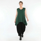 Tannengrünes A-Form Basic Top aus weichem Jersey mit Rundhals ärmellos stretchig solo