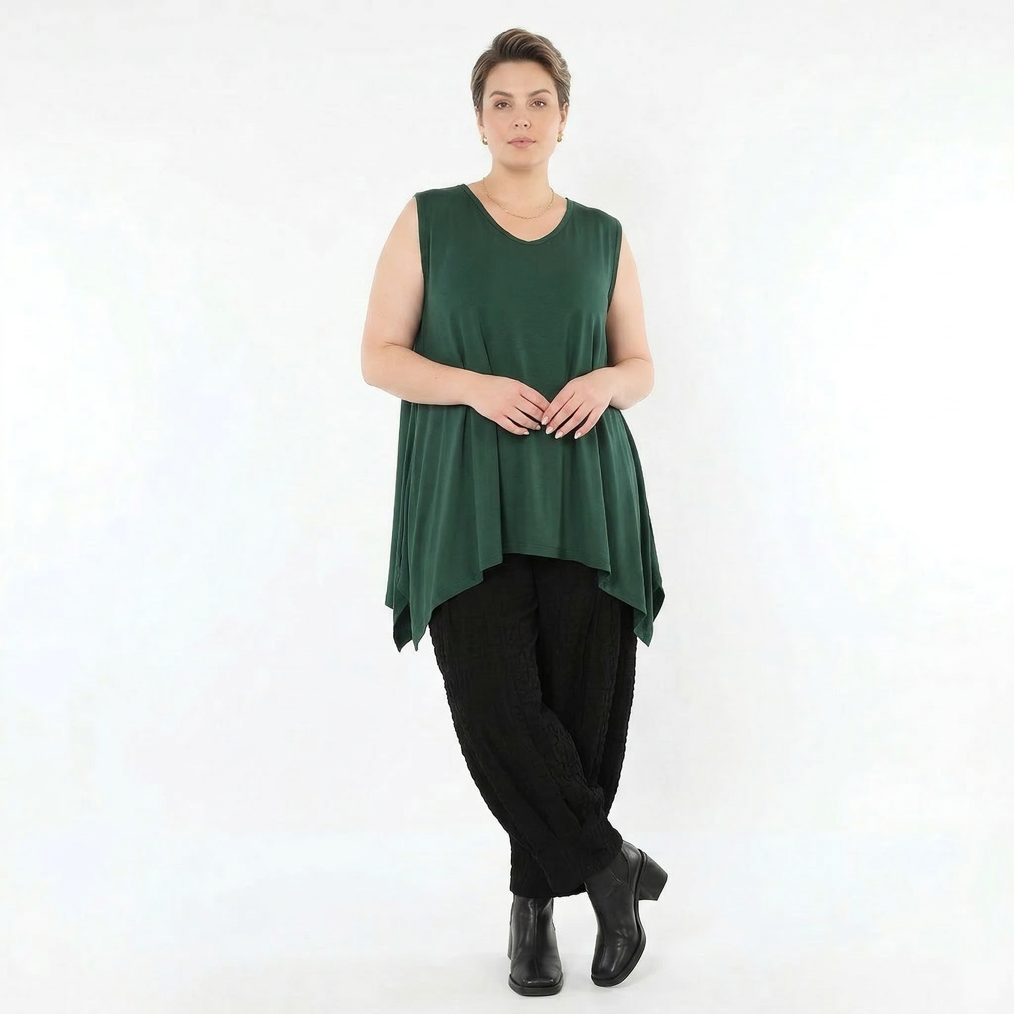 A-Form Top von AKH Fashion aus Viskose, 1531.03071, Tannengrün, Ausgefallen, Zeitlos, Schick
