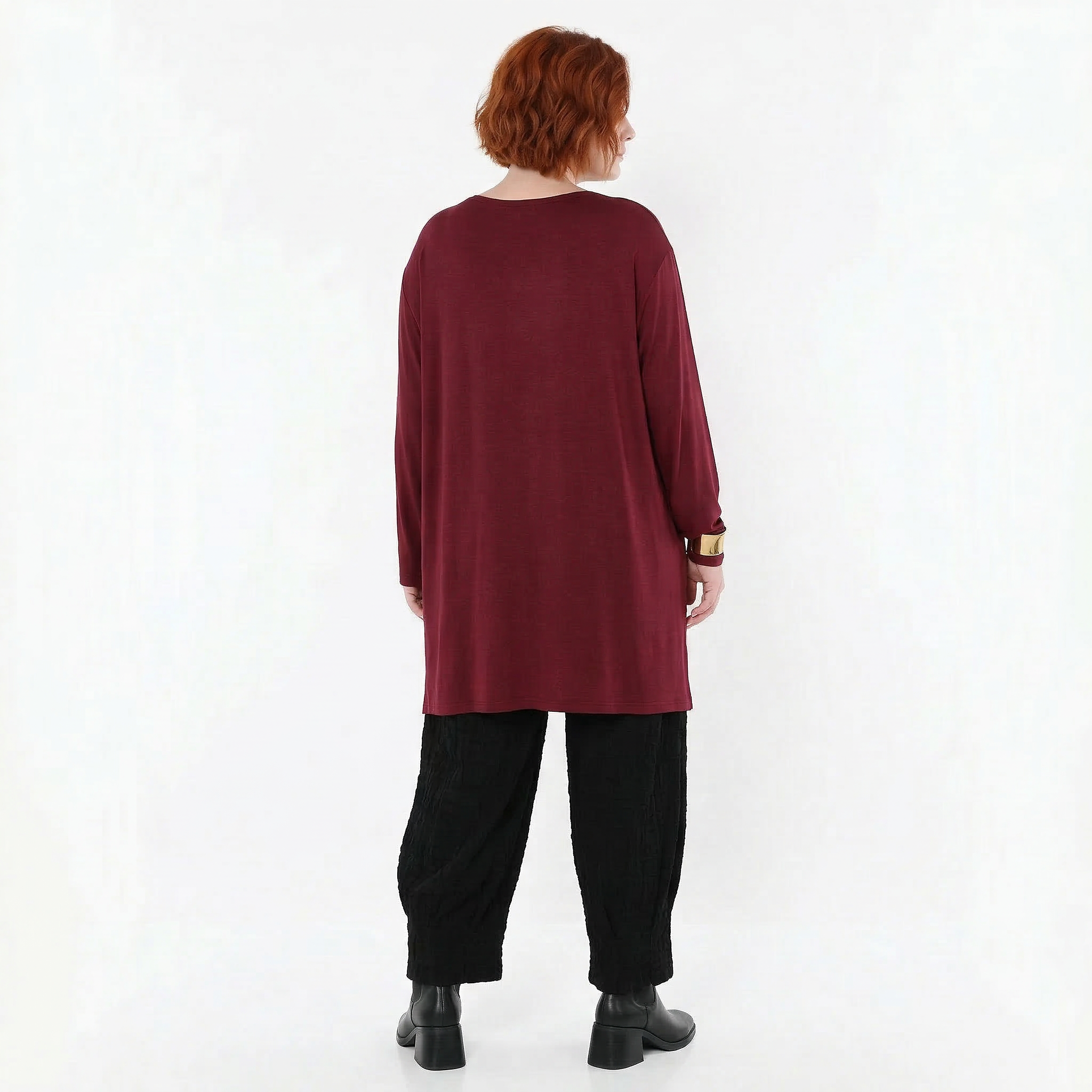 AKH Fashion Bigshirt in gerader Form, aus Viskose, 1531.07054, Burgundy, Ausgefallen, Zeitlos