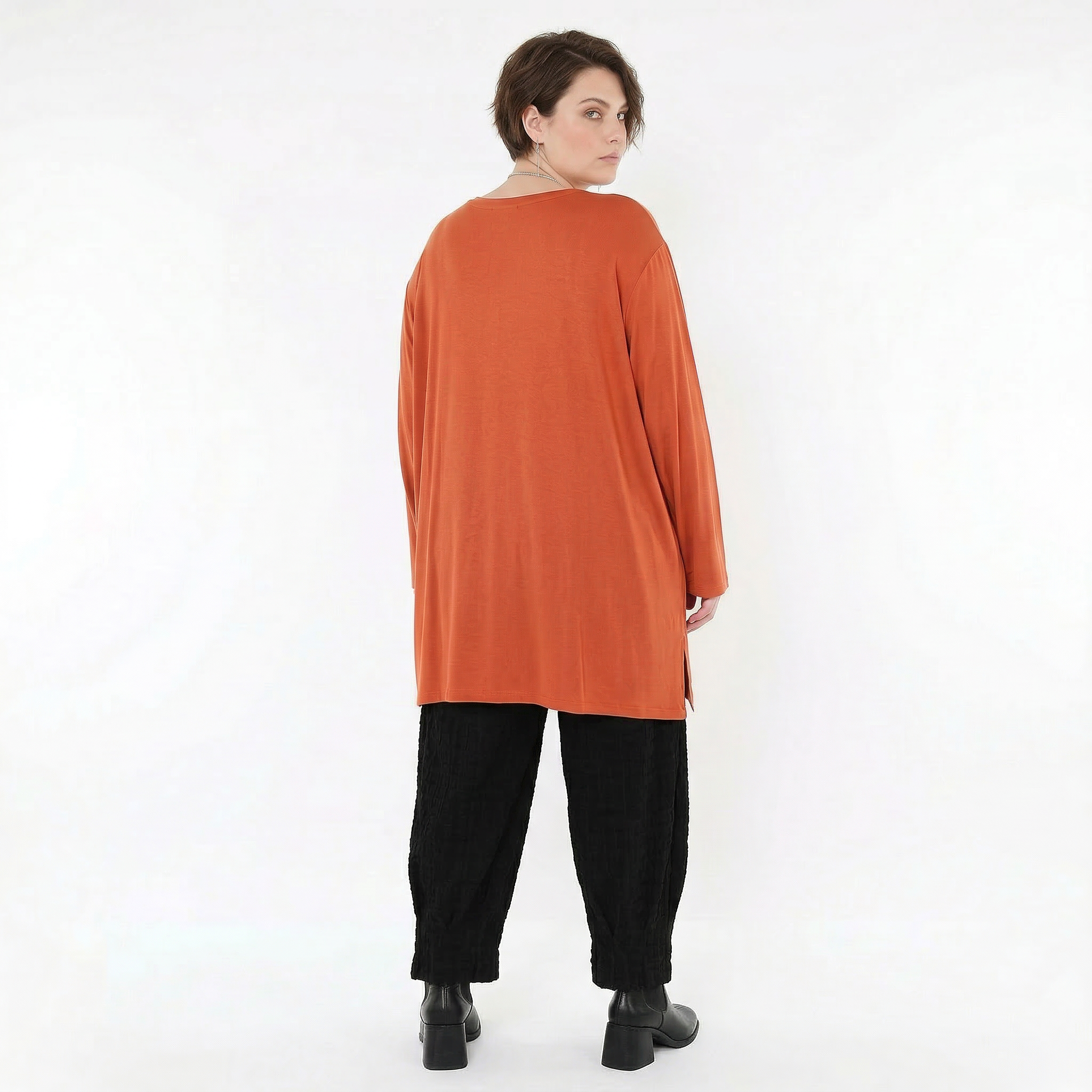 AKH Fashion Bigshirt in gerader Form, aus Viskose, 1531.07054, Rost, Ausgefallen, Zeitlos