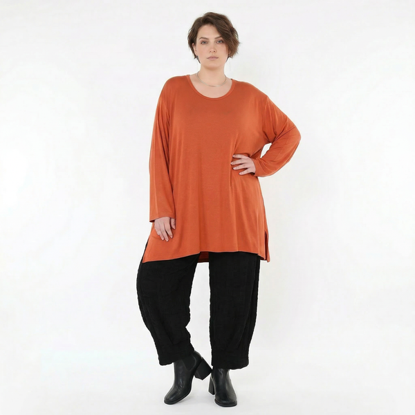 AKH Fashion Bigshirt in gerader Form, aus Viskose, 1531.07054, Rost, Ausgefallen, Zeitlos