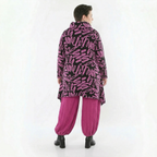 Rollkragenshirt in Schwarzfuchsia Kringellook mit Strick A-Form French Terry und Taschen