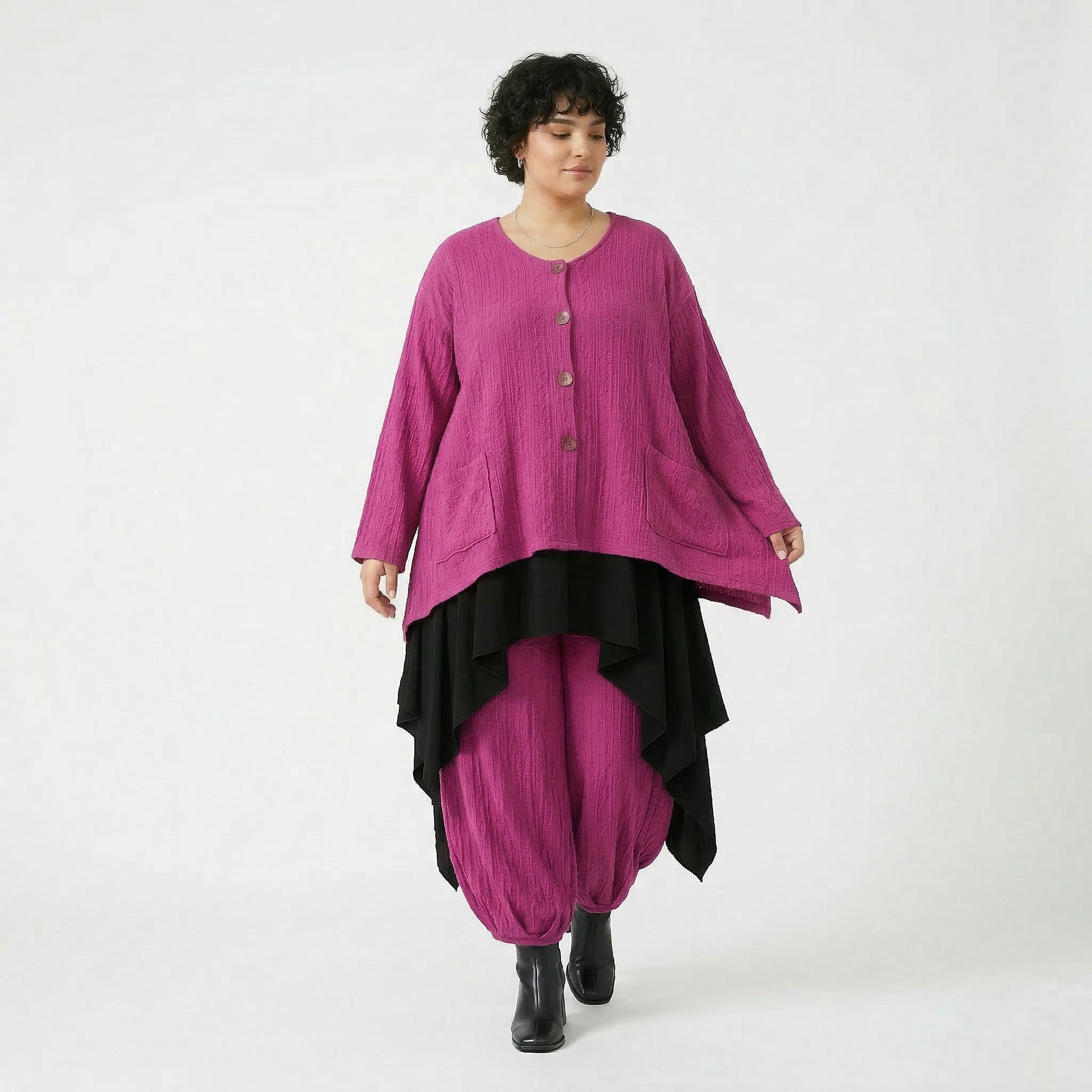 A-Form Jacke von AKH Fashion aus Materialmix, 1532.00118, Fuchsia, Wellen, Ausgefallen