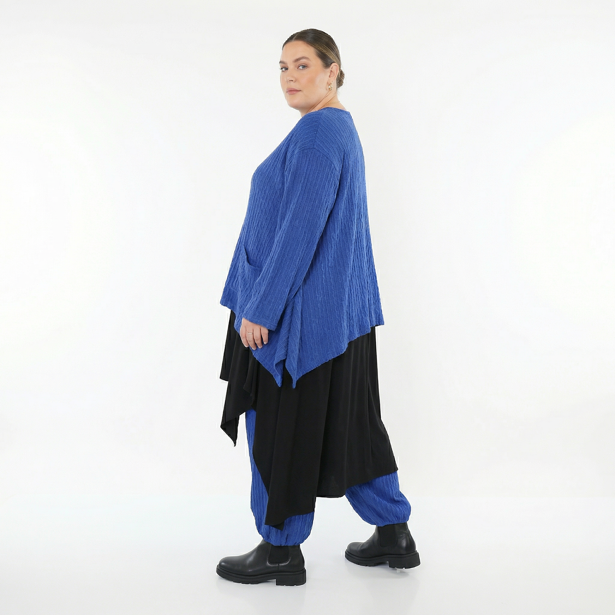 A-Form Jacke von AKH Fashion aus Materialmix, 1532.00118, Royalblau, Wellen, Ausgefallen