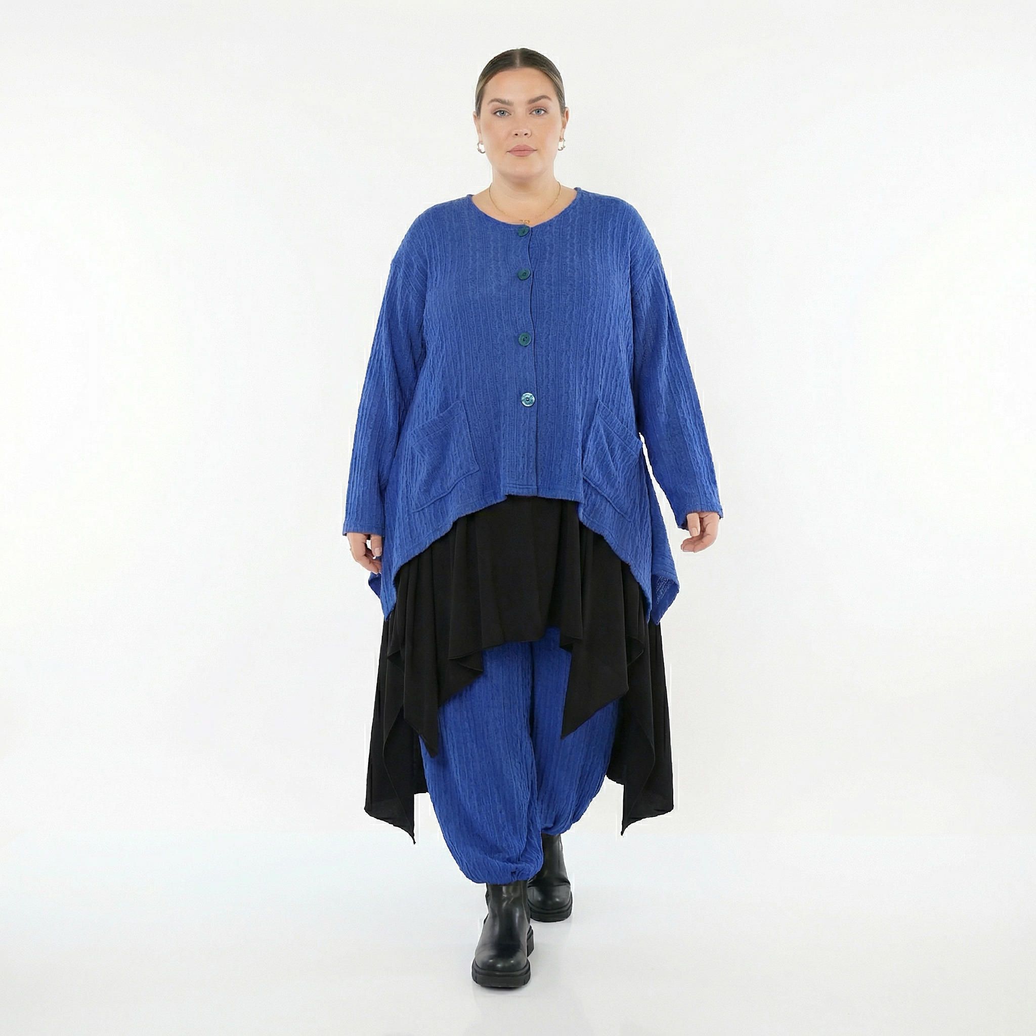 A-Form Jacke von AKH Fashion aus Materialmix, 1532.00118, Royalblau, Wellen, Ausgefallen