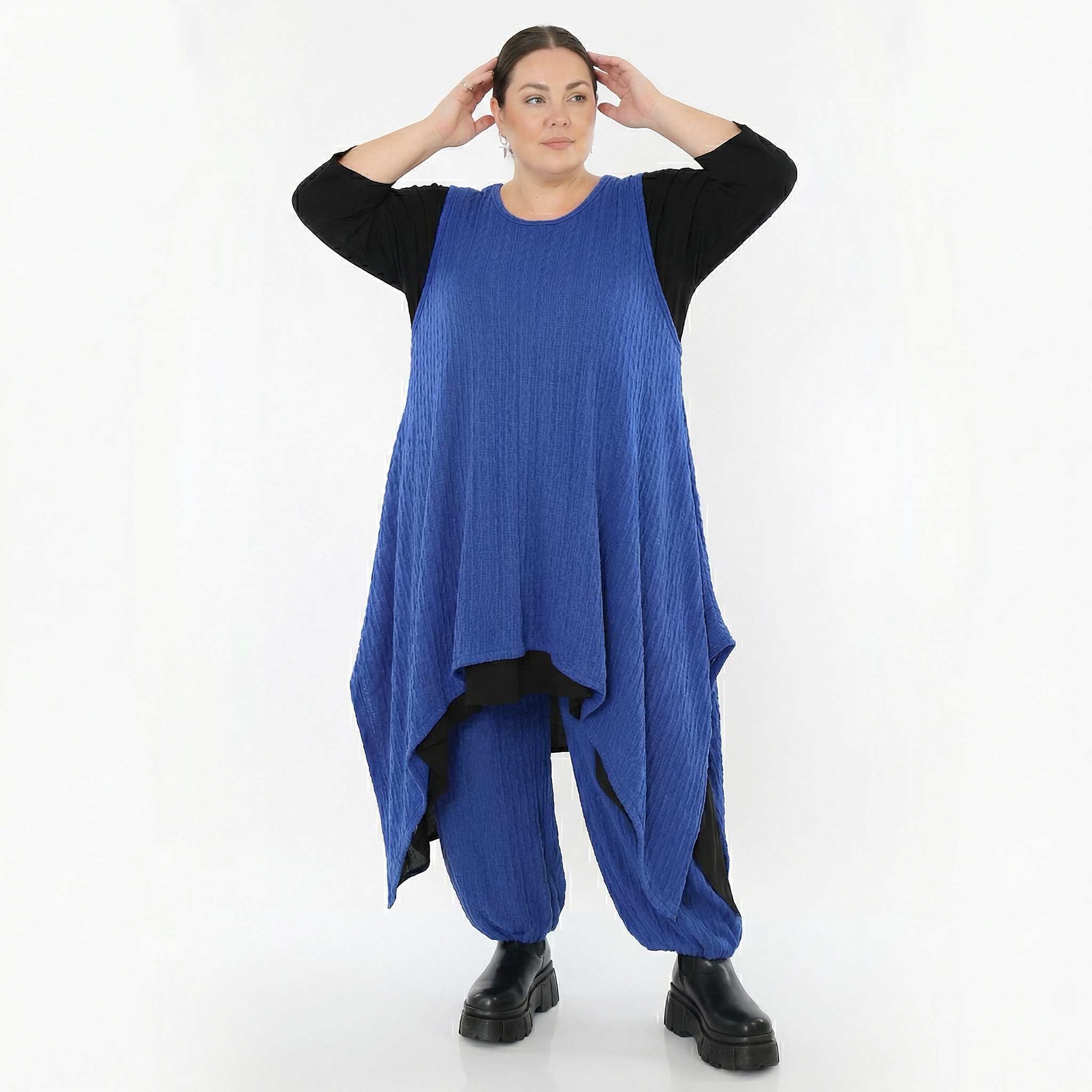 Zipfel Kleid von AKH Fashion aus Materialmix, 1532.03067, Royalblau, Wellen, Ausgefallen