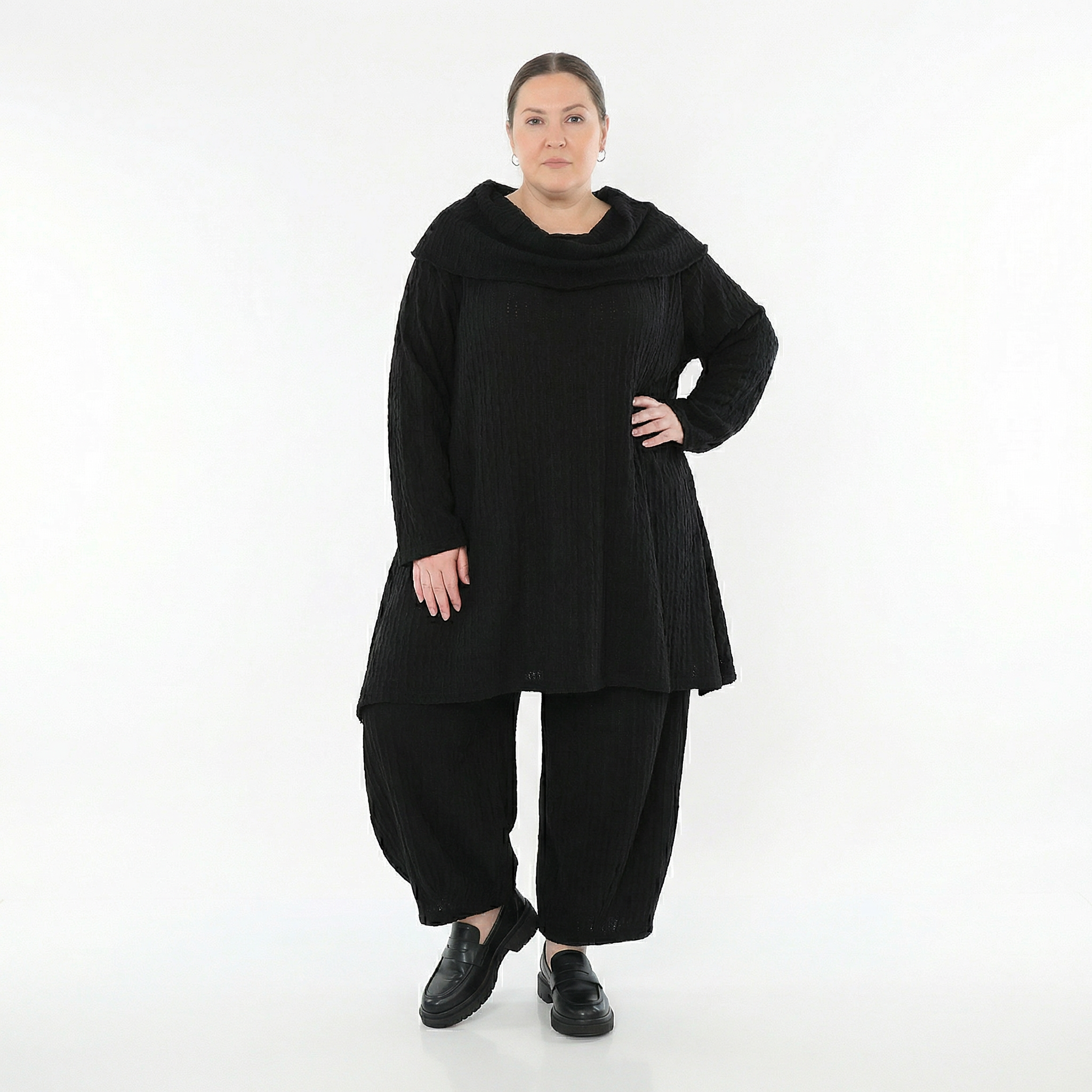 Ballonhose von AKH Fashion aus Materialmix, 1532.05920, Schwarz, Wellen, Ausgefallen