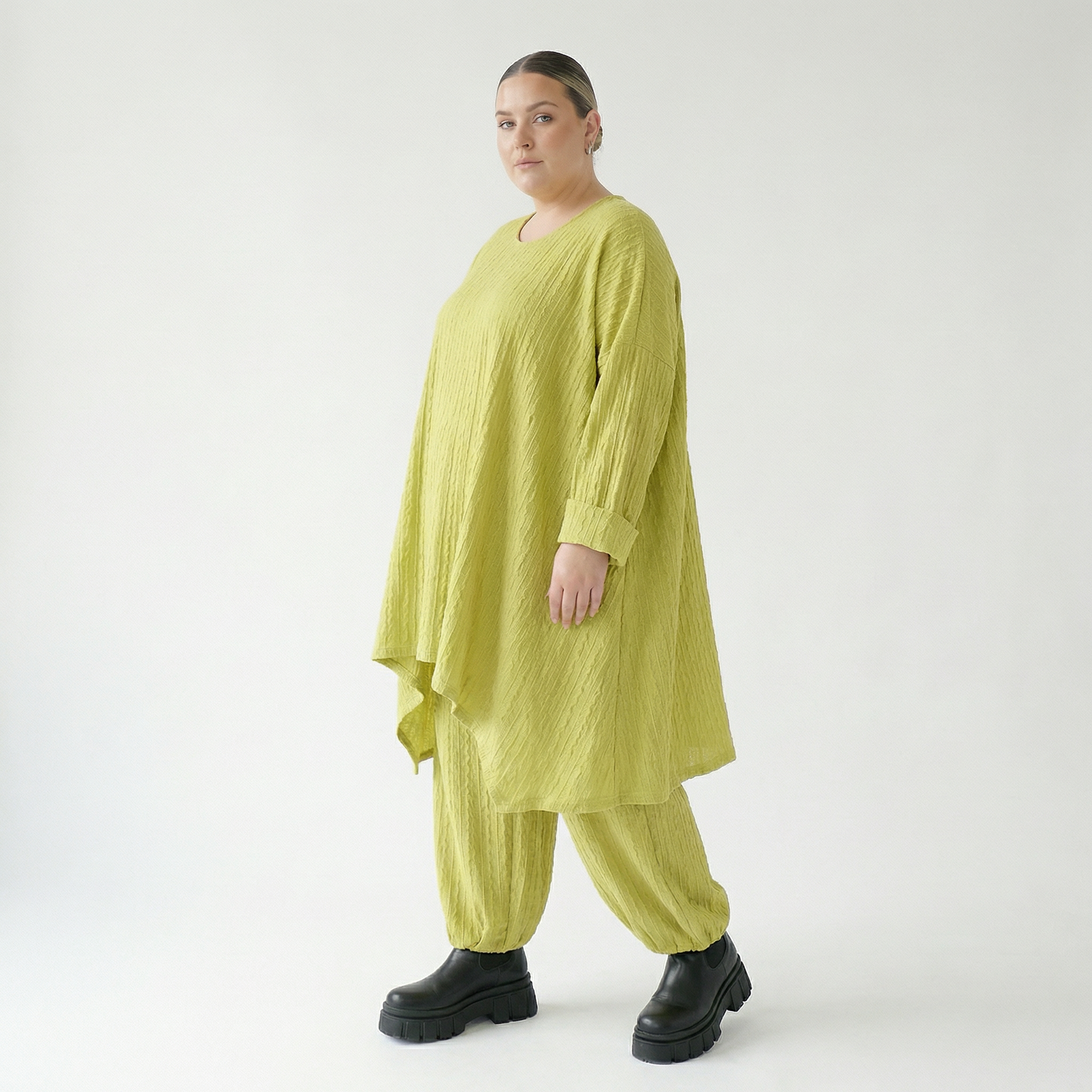 Ballonhose von AKH Fashion aus Materialmix, 1532.05920, Lime, Wellen, Ausgefallen, Zeitlos