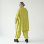 Lime Ballonhose aus softem Feinstrick mit Wellenmuster und Ajourmuster aus Frankreich