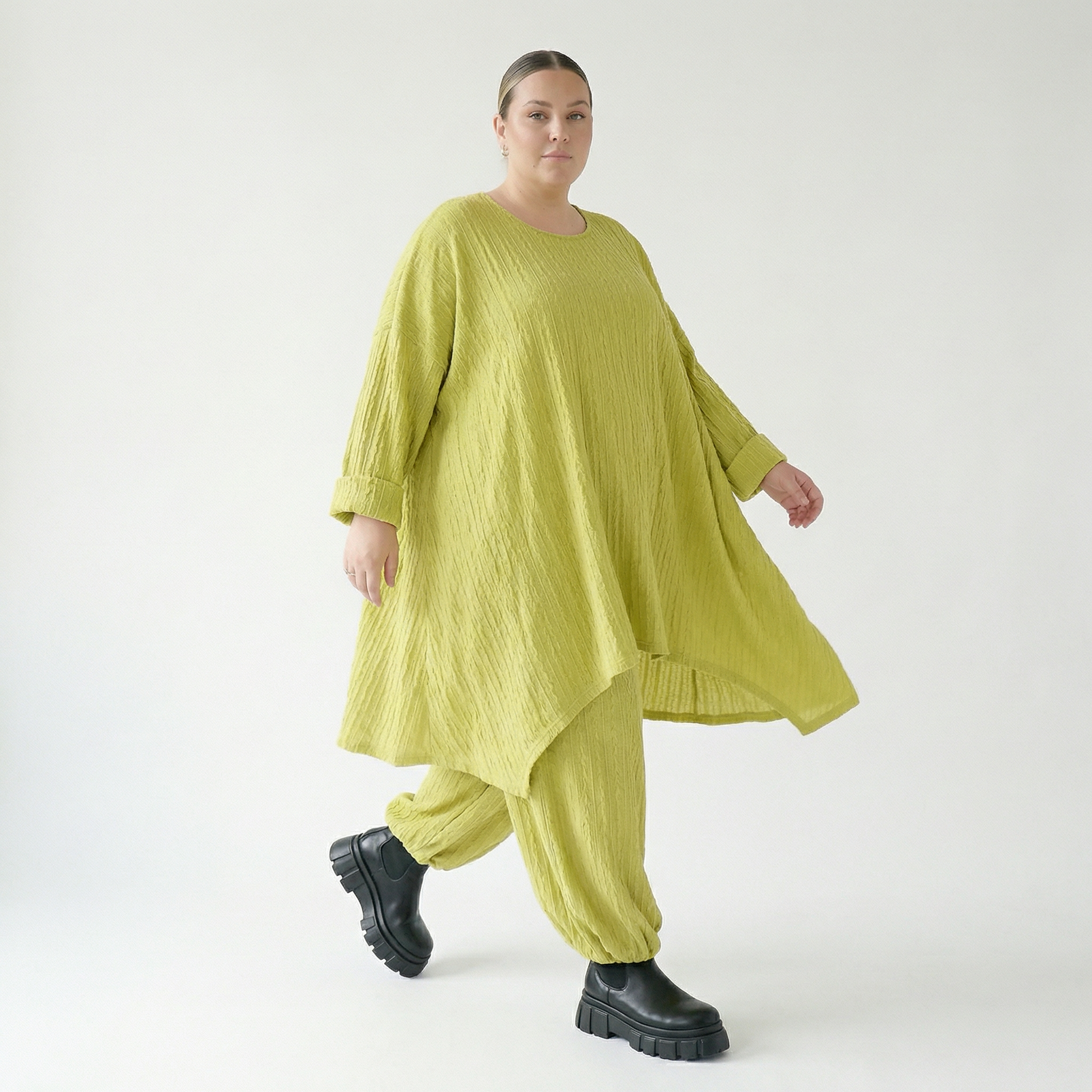 Ballonhose von AKH Fashion aus Materialmix, 1532.05920, Lime, Wellen, Ausgefallen, Zeitlos