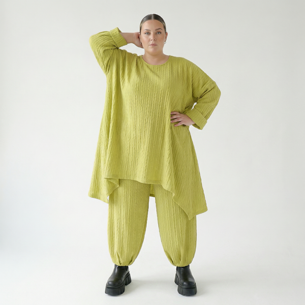 Ballonhose von AKH Fashion aus Materialmix, 1532.05920, Lime, Wellen, Ausgefallen, Zeitlos