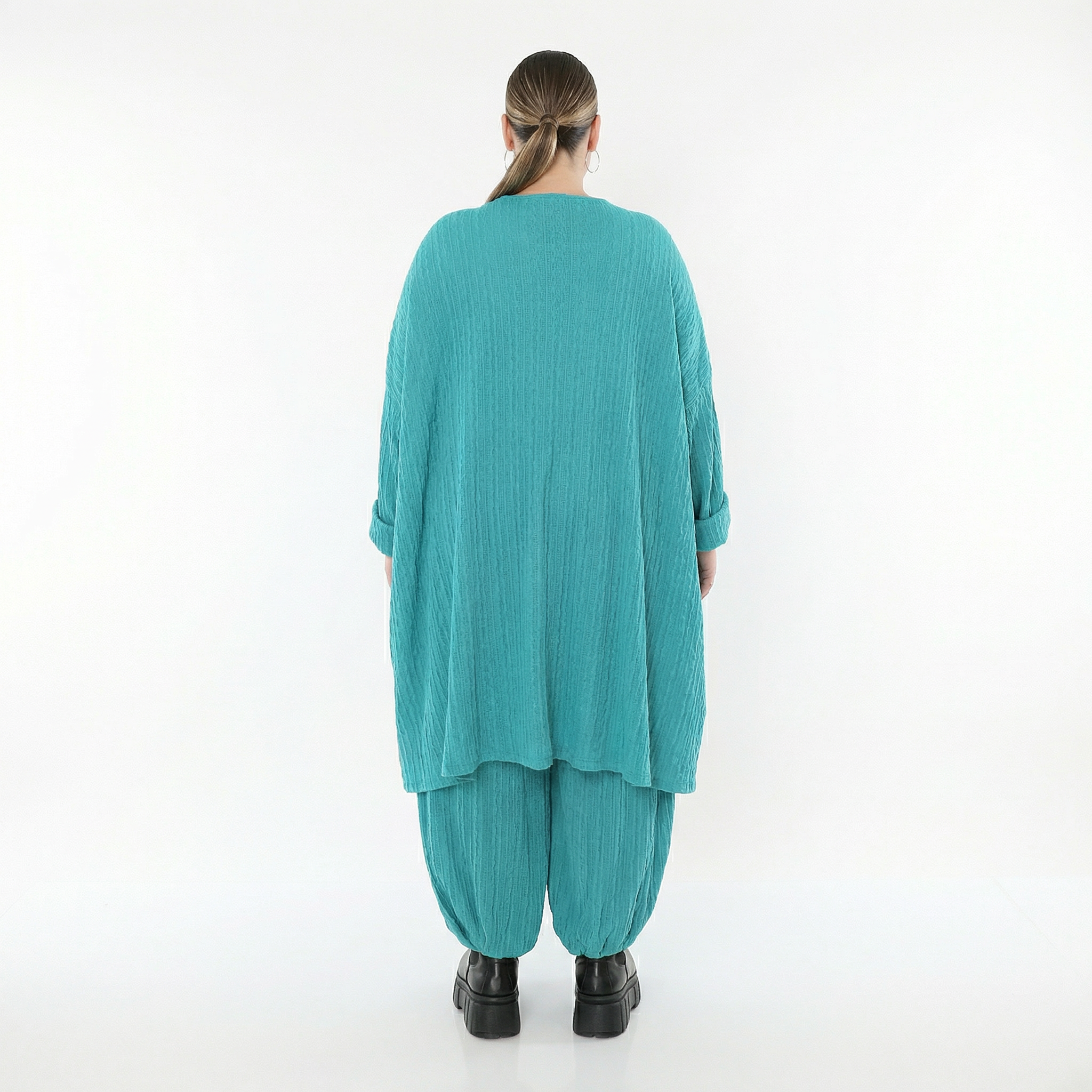 Ballonhose von AKH Fashion aus Materialmix, 1532.05920, PetrolBlau, Wellen, Ausgefallen