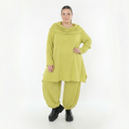 Lime Feinstrickshirt in A-Form mit Rollkragen Wellenmuster Ajournmuster und langen Ärmeln