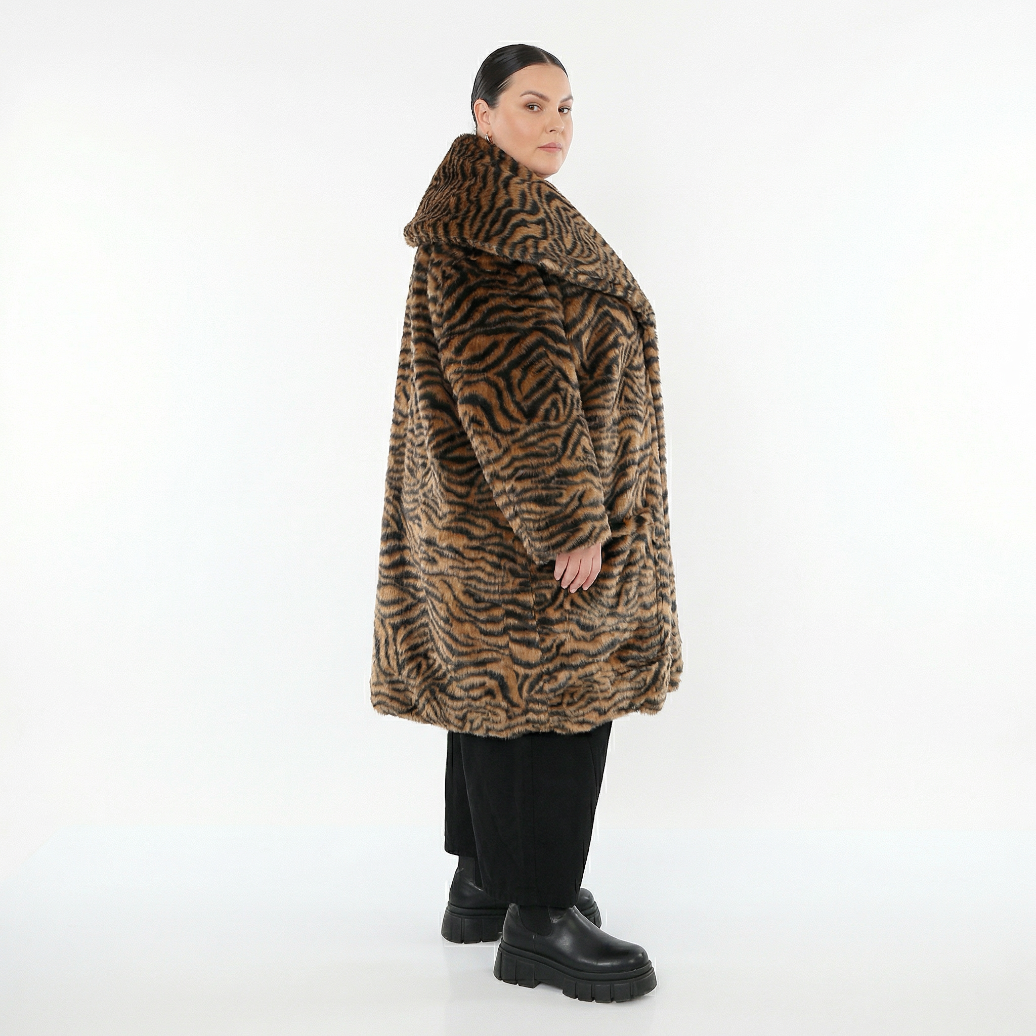 Ballonmantel von AKH Fashion aus Polyester, 1533.01776, Cognac/Schwarz, Zebra, Schick