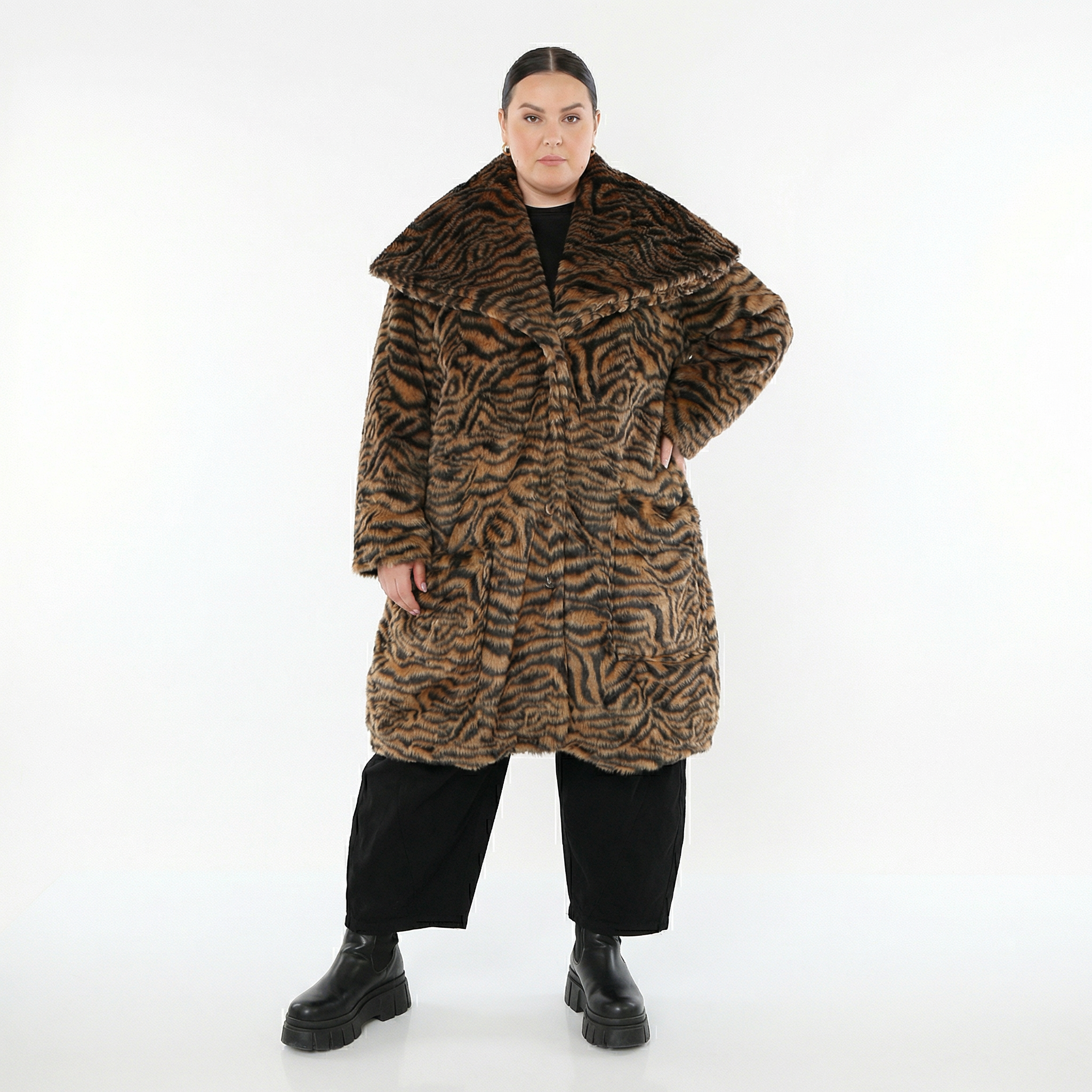 Ballonmantel von AKH Fashion aus Polyester, 1533.01776, Cognac/Schwarz, Zebra, Schick