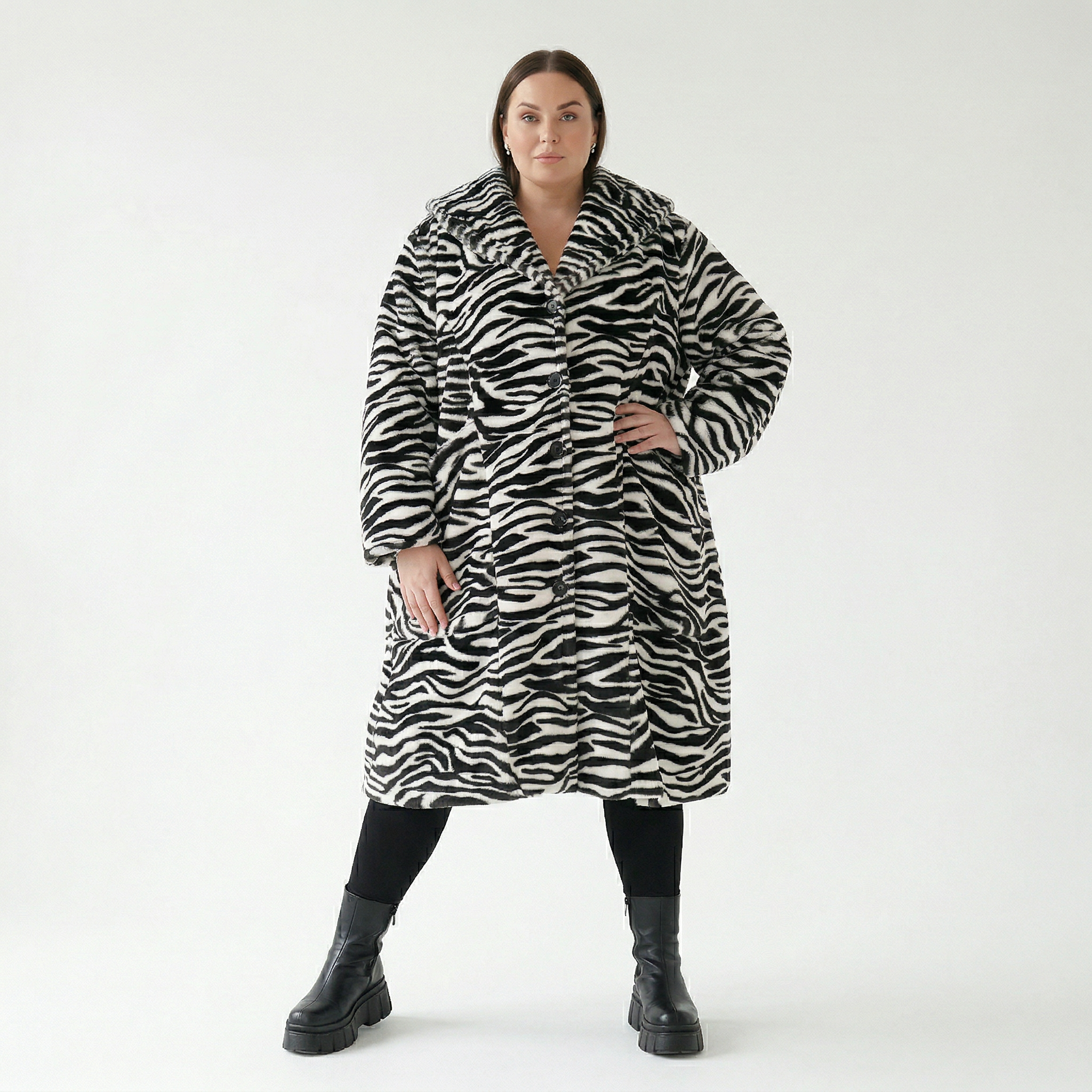  Ballonjacke von AKH Fashion aus Polyester, 1534.06889, Schwarz/Weiß, Zebra, Ausgefallen