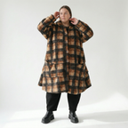  AKH Fashion Jacke in Glocken-Form, aus Polyester, 1535.02225, Cognac/Beige/Grau, Kariert