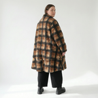  AKH Fashion Jacke in Glocken-Form, aus Polyester, 1535.02225, Cognac/Beige/Grau, Kariert