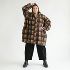  Ballonjacke von AKH Fashion aus Polyester, 1535.06660, Cognac/Beige/Grau, Kariert, Schick