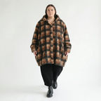  Ballonjacke von AKH Fashion aus Polyester, 1535.06660, Cognac/Beige/Grau, Kariert, Schick