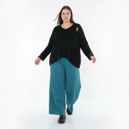  Marlene Hose von AKH Fashion aus Materialmix, 1536.00122, Petrol, Ausgefallen, Zeitlos