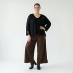  AKH Fashion Hose in gerader Form, aus Materialmix, 1536.00225, Braun, Ausgefallen, Zeitlos