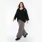  AKH Fashion Hose in gerader Form, aus Materialmix, 1536.00225, Grau, Ausgefallen, Zeitlos