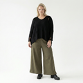  AKH Fashion Hose in gerader Form, aus Materialmix, 1536.00225, Olive, Ausgefallen, Zeitlos
