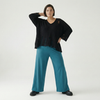  AKH Fashion Hose in gerader Form, aus Materialmix, 1536.00225, Petrol, Ausgefallen, Schick