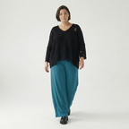  AKH Fashion Hose in gerader Form, aus Materialmix, 1536.00225, Petrol, Ausgefallen, Schick
